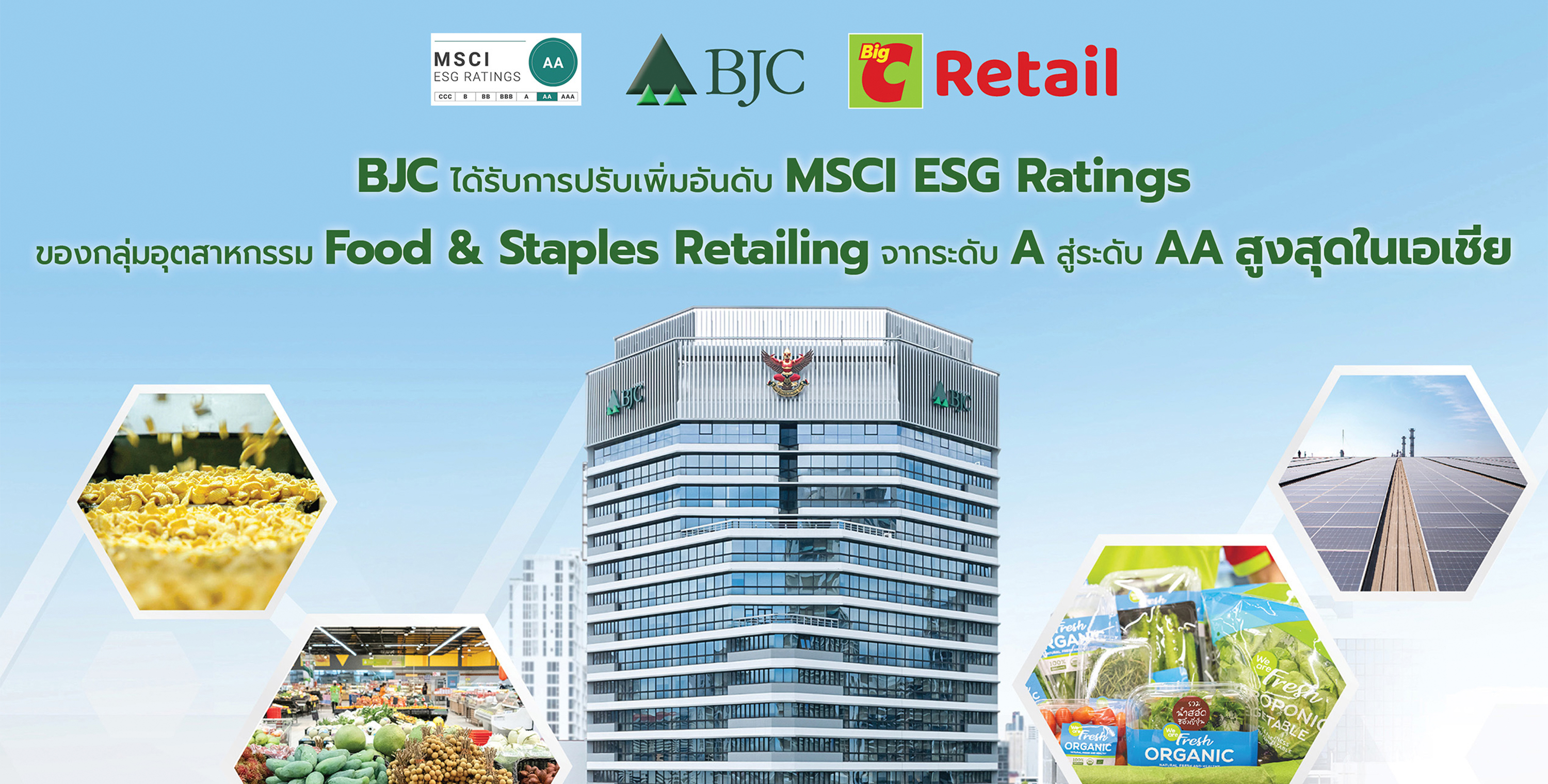BJC’s MSCI ESG Ratings Upgraded from ‘A’ to ‘AA’, Becoming No.1 in Asia In the Food & Staples Retailing industry